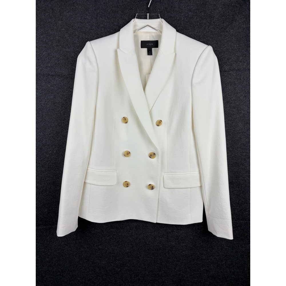 J.Crew Ivory Double-Breasted Blazer Textured Crepe Jacket 2 NWT